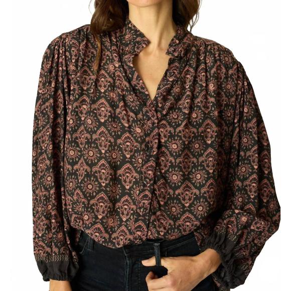 NEW NATALIE MARTIN leslie top in fleur-de-lis black - Picture 2 of 5